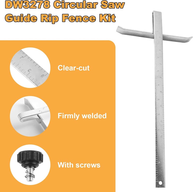 uhzz DW3278 Circular Saw Rip Fence for DEWALT DCS575, DCS570, DCS577, DWE575 and DWS535 Circular Saw, Cutting Fence for 7-1/4-Inch to 8-1/4-Inch Circular Saws, with Round Head Stop Screw and Spring(2-Pack) - Image 3